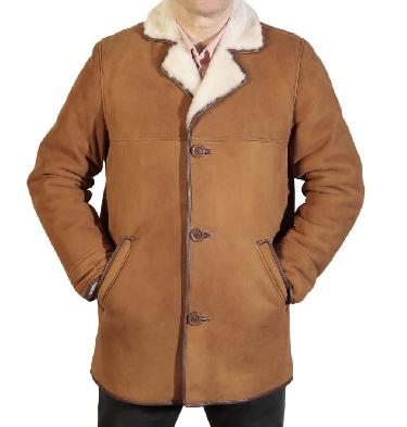 Mens Classic Sheepskin Coat In Tan - SL117410